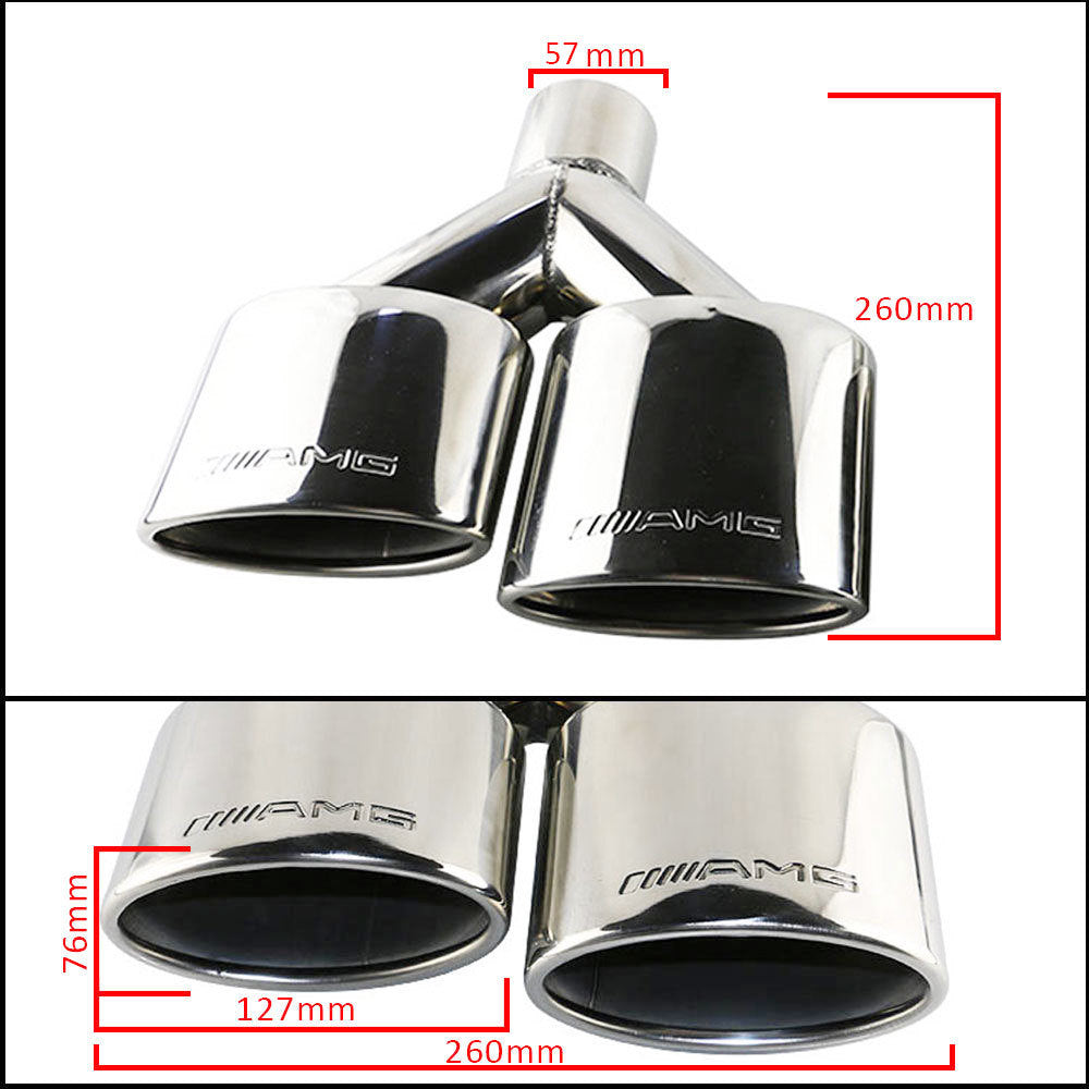 AMG Dual Universal Exhaust Stainless Oval Exhaust Tips fit for Mercedes-Benz C-class