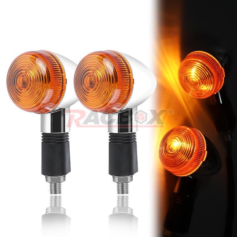 2X Bullet Amber Chrome Front Rear Turn Signal Blinker Indicator Light Motorcycle
