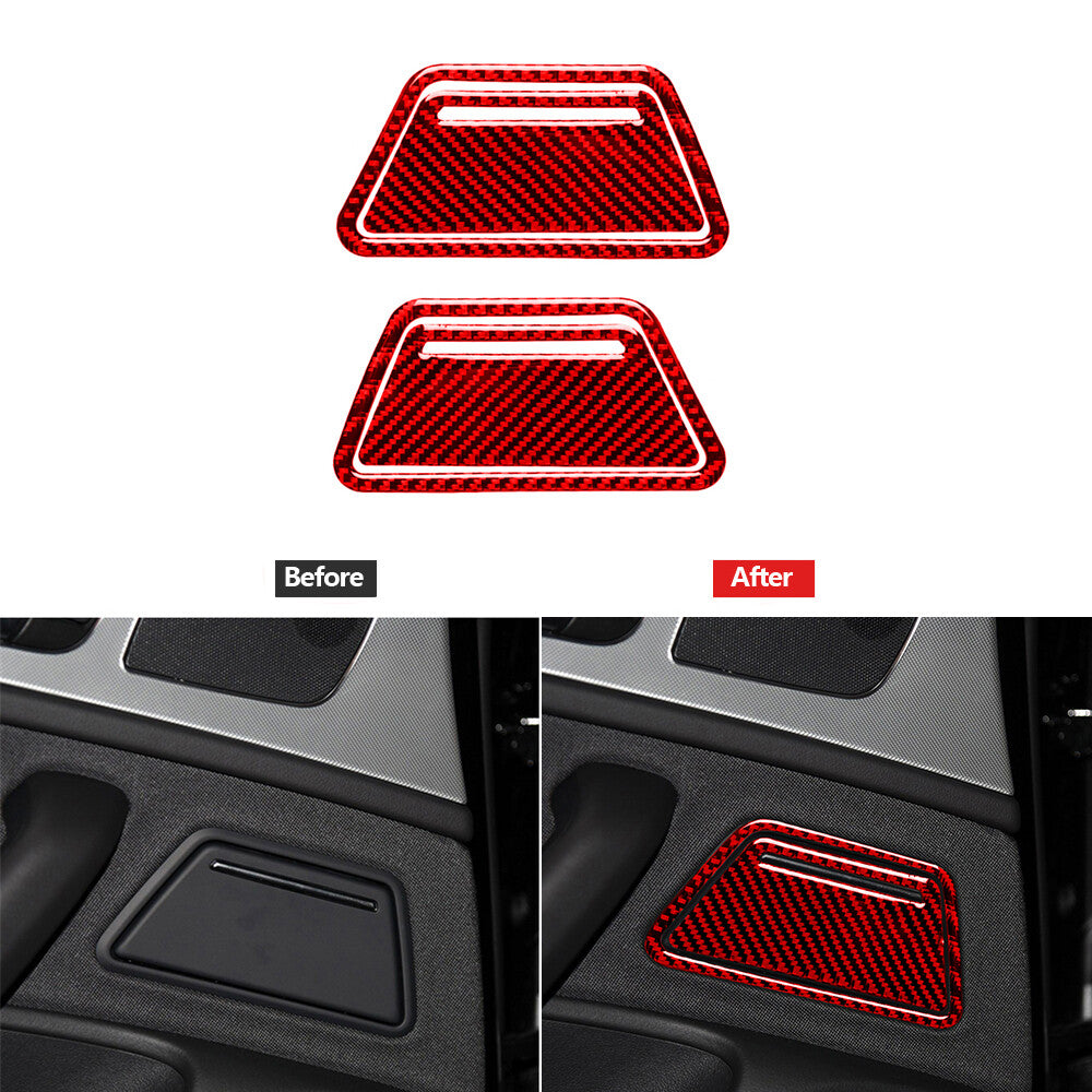 Red carbon fiber ashtray rear door trim for Audi A6 A7 2012-2018