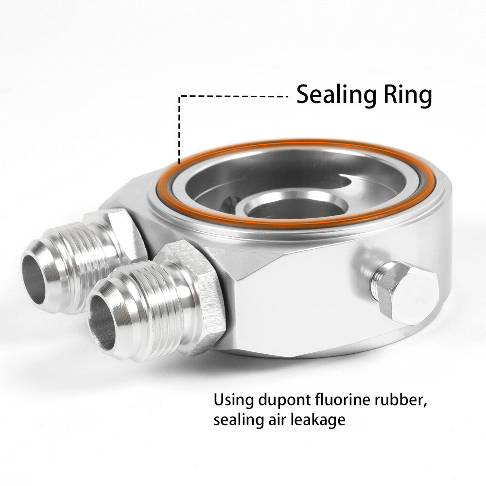Silver Aluminum Oil Filter/Cooler Sandwich AN10 Block Adapter Gauge Sensor Plate
