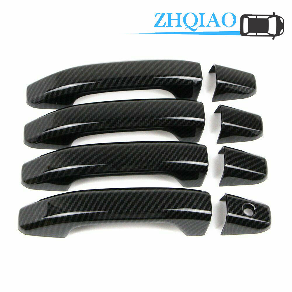 Carbon Fiber Door Handle Cover Trim Fits for Chevy Tahoe 2015 2016 2017 2018 2019