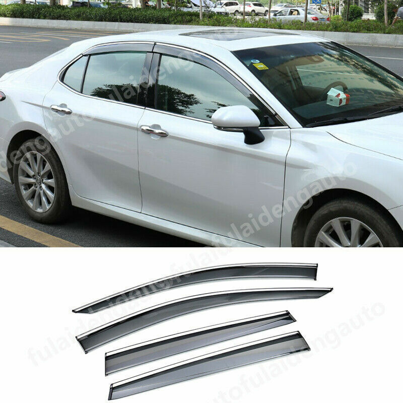 for Toyota for Camry 2018-2023 Side Window Visors Sun Rain Guard Deflector W/Chrome