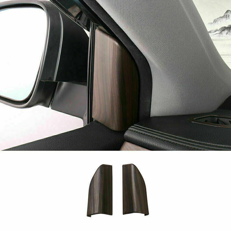 2P Wood Grain A Pillar Front Triangle Cover Trim for Toyota Highlander 2014-2019