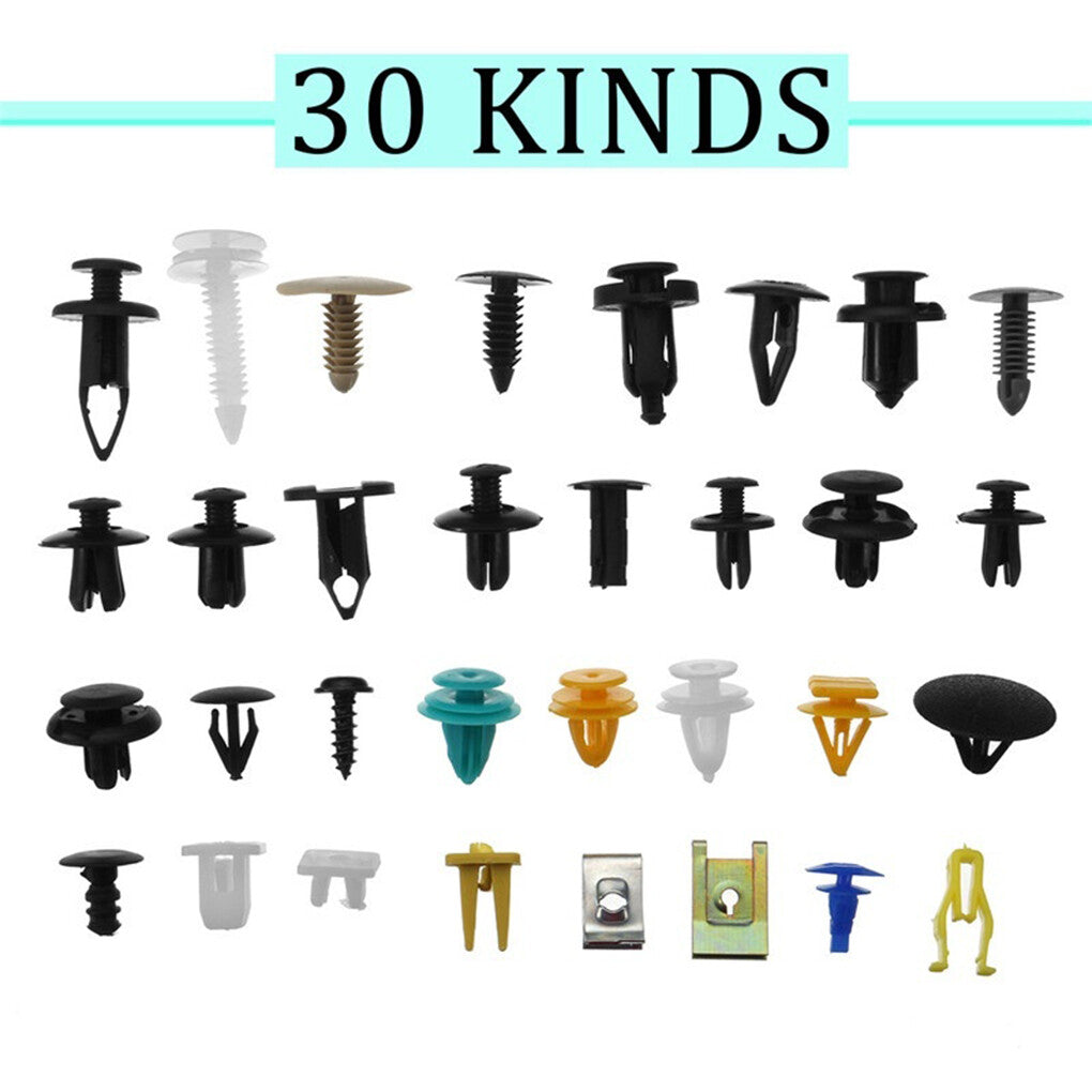 500-piece pack of car body trim clips, mudguard fasteners, and plastic fasteners for automotive panels.
