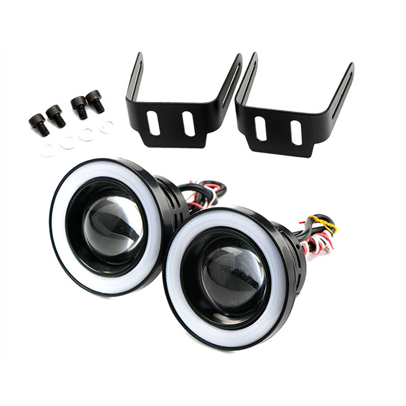 1Pair Car Angel Eyes Fog Lamp 3.0 Round LED Driving Running Super Light Blue