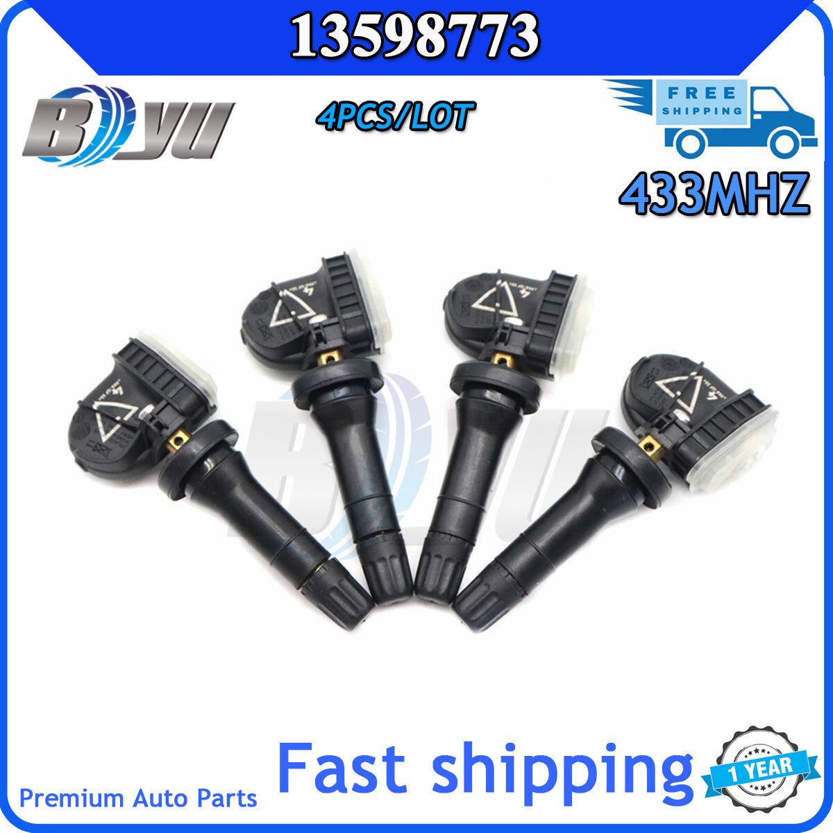 4pcs TPMS Tire Pressure Monitoring System 13598773 For GM for Buick for Chevy for GMC 433MHz