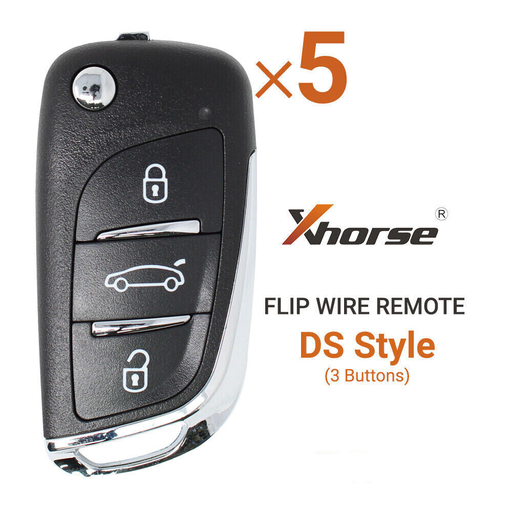 5Pcs XKDS00EN Flip for DS Style Wire Remote Key 3 Buttons for VVDI Key Tool