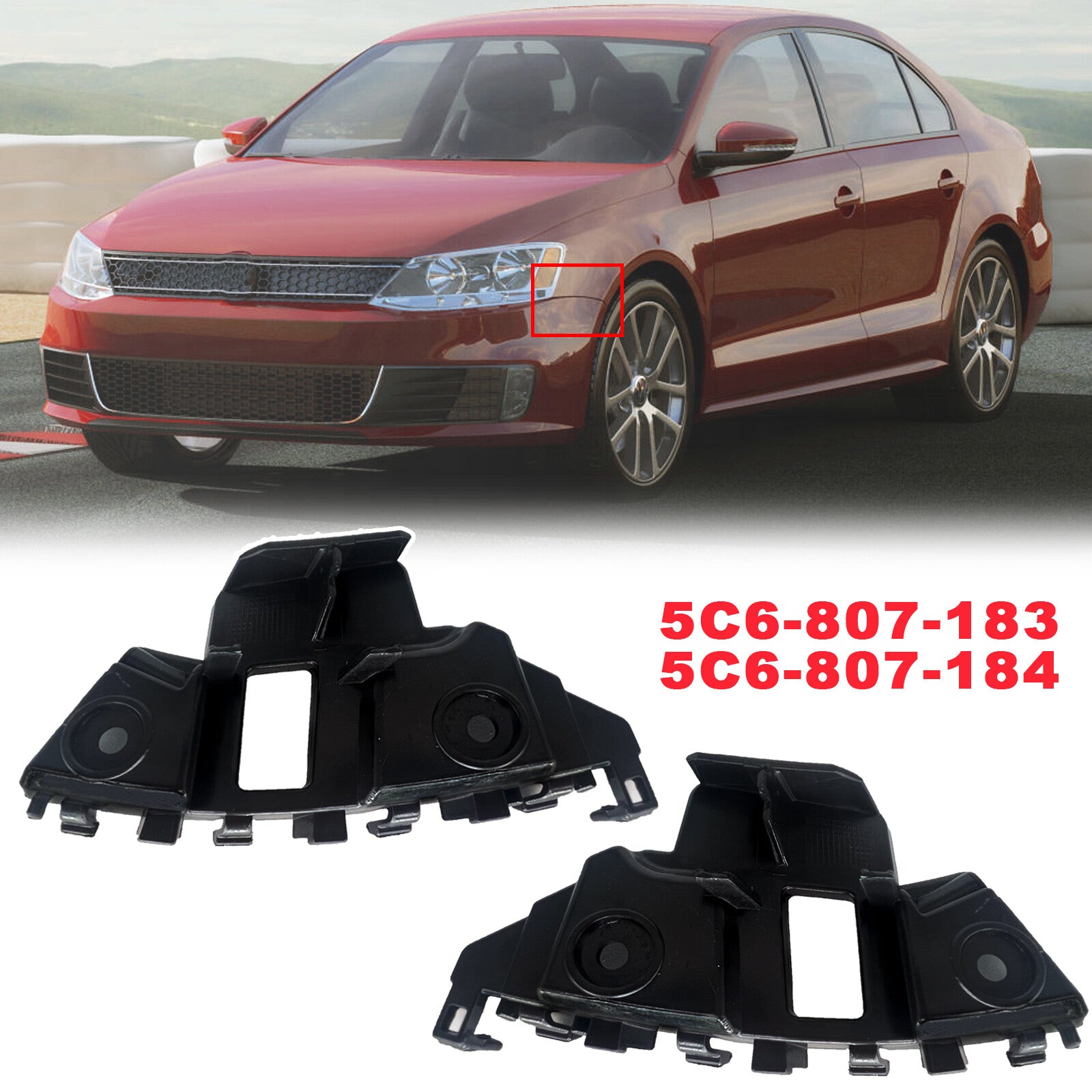 for VW for Jetta Car Front Bumper Retainer Brackets Spacer Left Right Pair 2011-2014
