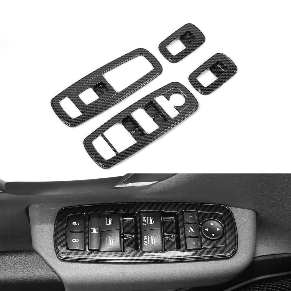 2016+ Carbon Fiber Window Lift Trim Switch Panel Cover Trims for Dodge Charger