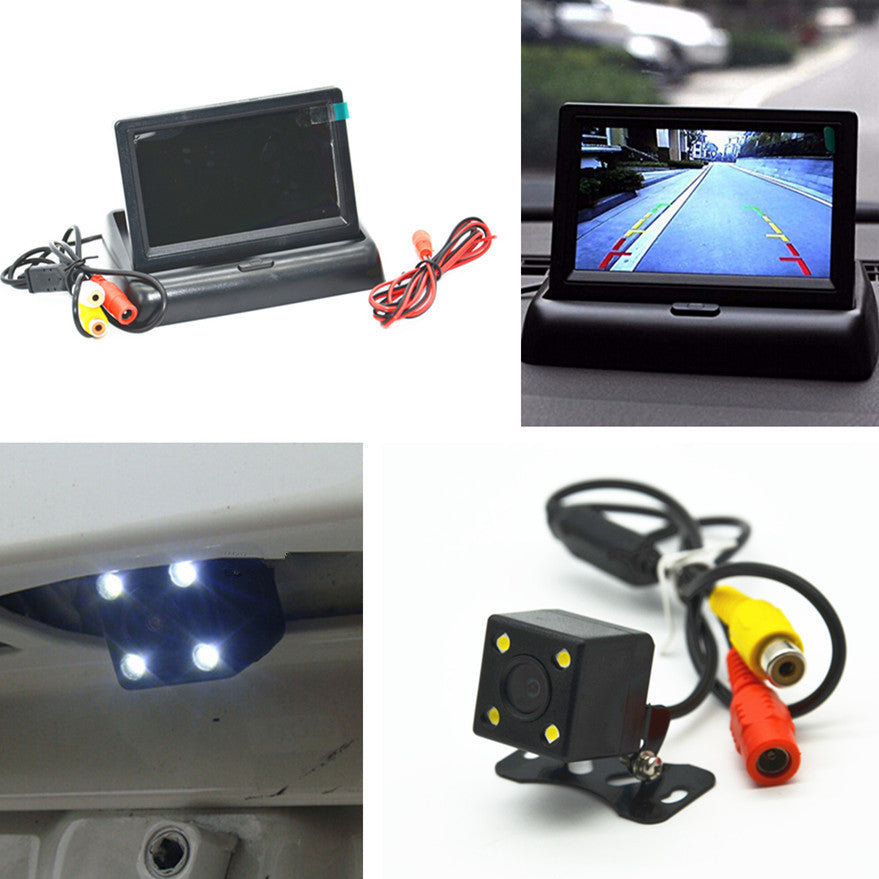 Car Night USE LED Rear View Backup Camera  Foldable Display Monitor