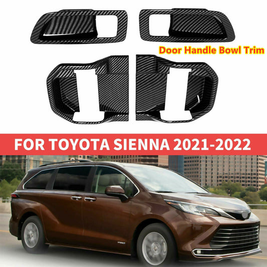 for Toyota for Sienna 2021-24 Carbon Fiber Look Inner Door Handle Bowl Cover Trim 4X