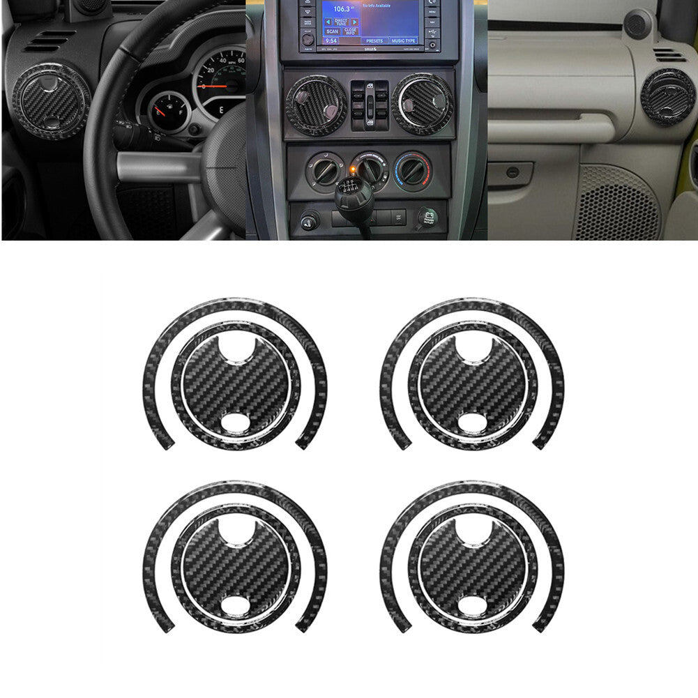12X Carbon Fiber Central Vent Trim Panel for Jeep for Wrangler 2007-2010