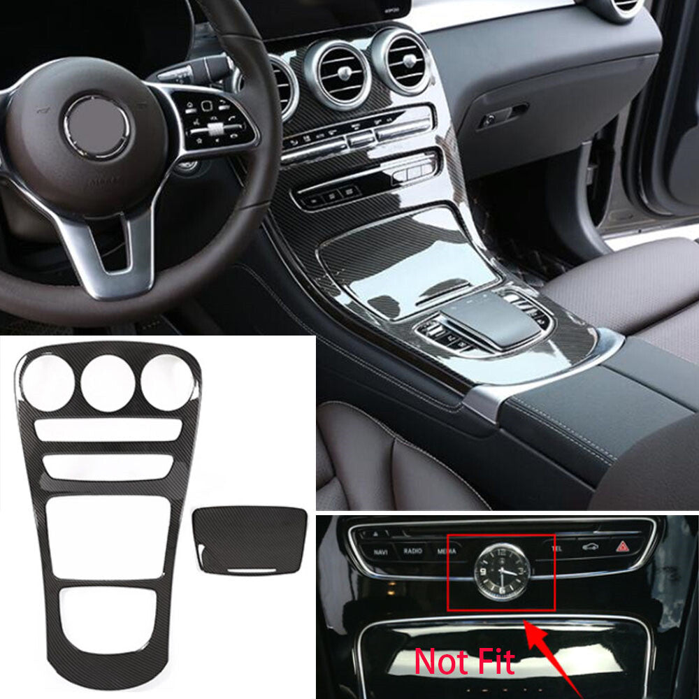 for Benz C GLC Class W205 X253 2020+ Carbon ABS Central Console Gear Panel Cover
