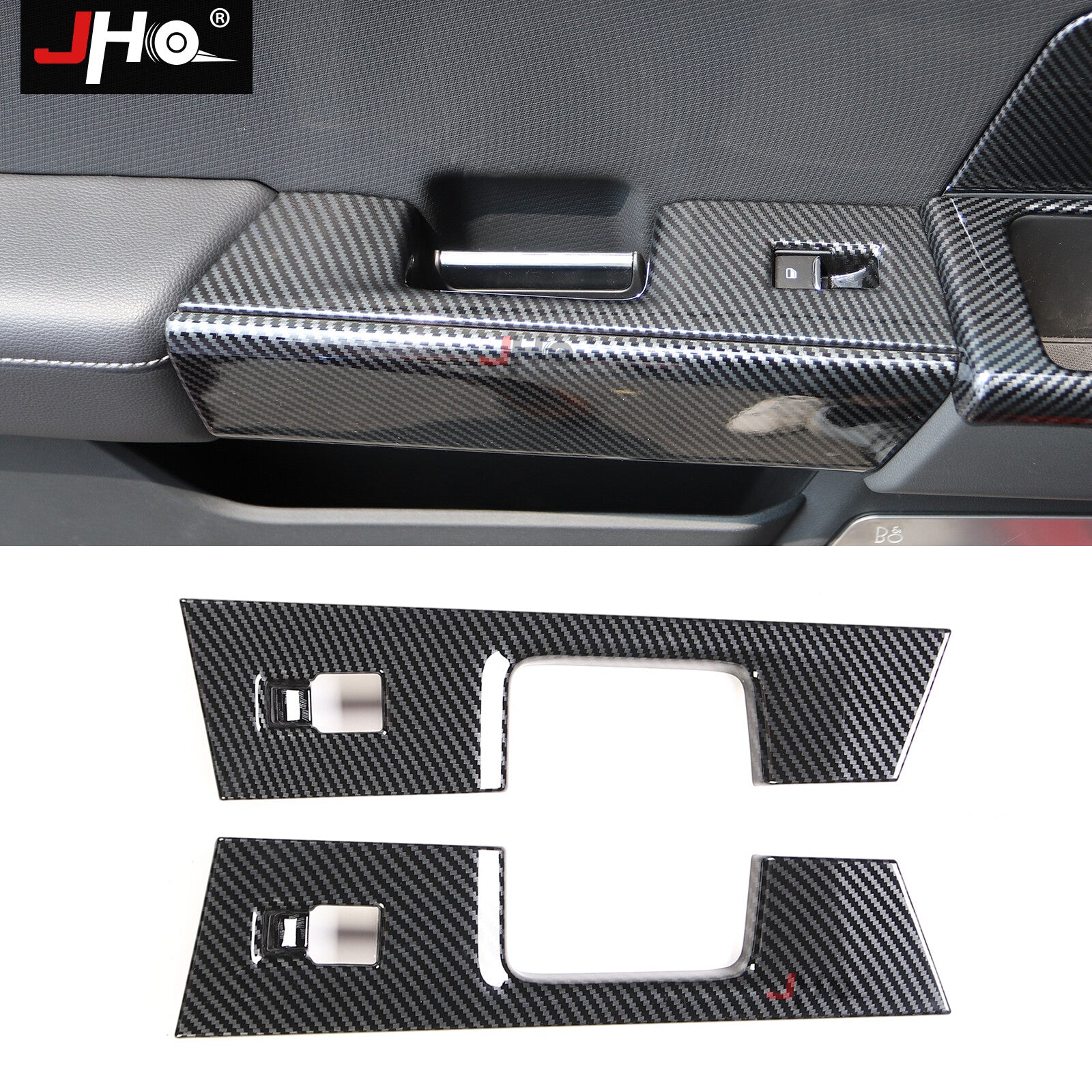 Carbon Fiber Car Rear Door Window Switch Panel Cover Trim for Ford F-150 2021+