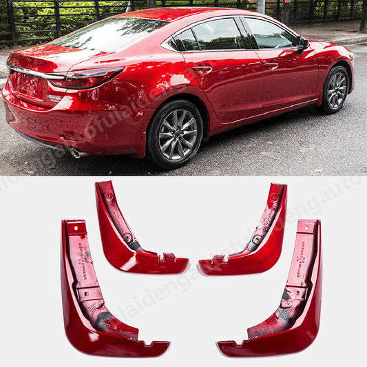Red Car Mud Flaps Splash Guard Mudguards front+rear for Mazda 6 Atenza 2018-2021