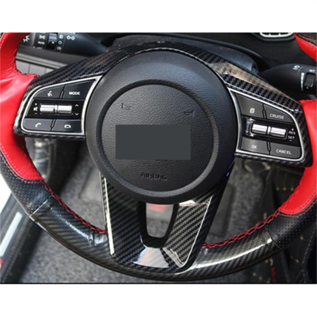 Carbon Fiber ABS Steering Wheel button Frame cover Trim for Kia Seltos 2020-2023