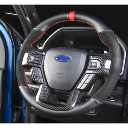 for Ford F150 F-150 2015-2020 Carbon Fiber Inner Steering Wheel Frame Cover Trim