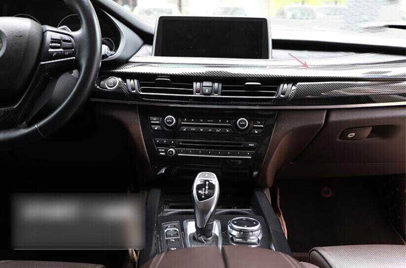 for BMW X5 F15 2014-18 ABS Carbon Fiber Central Console Instrument Strip Trim 2P