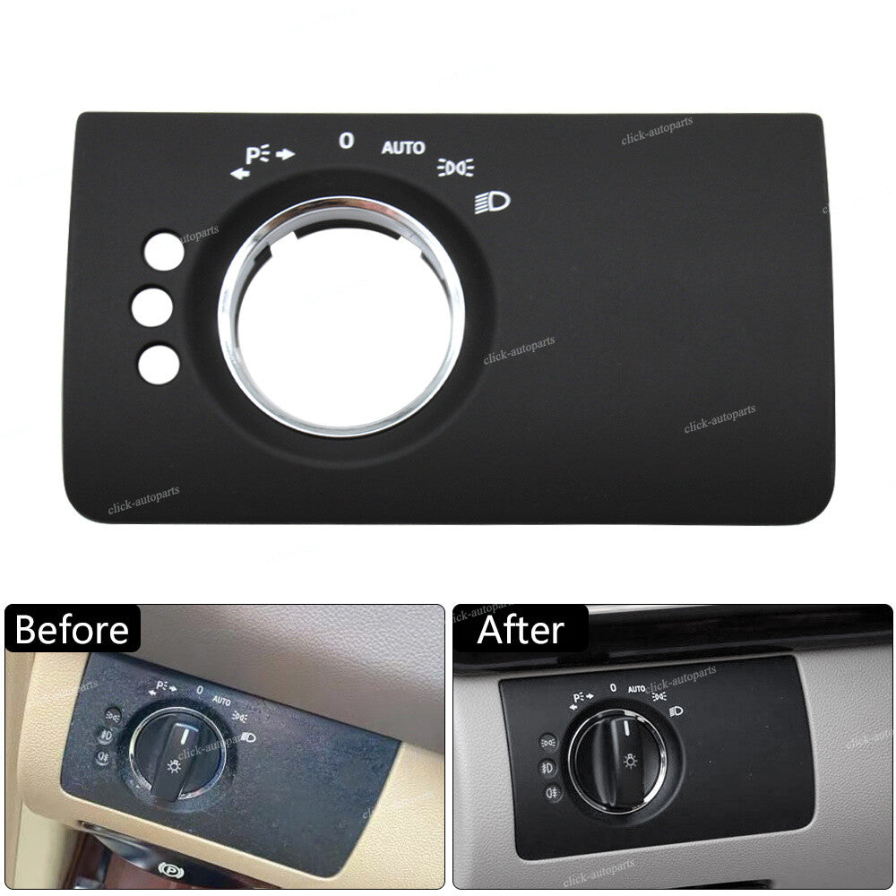 Black Headlight Control Switch Cover with 3 Hole for Mercedes X164 W164 ML GL