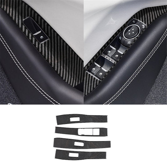 Carbon Fiber Window Lift Button Panel Trim Cover for Ford for Mustang Mach-E 2021-22
