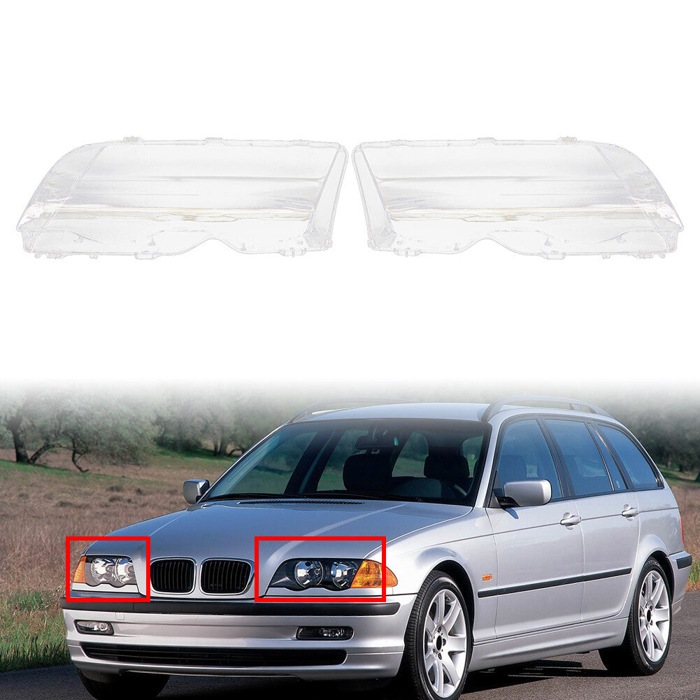 Headlight Lens Cover Transparent for BMW 3 Series E46 4 Door Sedan 1998-2001 cl