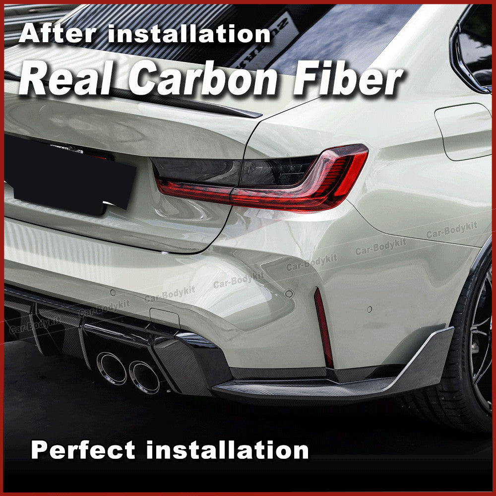 for BMW 3 Series G80 M3 REAL Carbon Fiber Rear Bumer Splitter Diffuser Side Flap