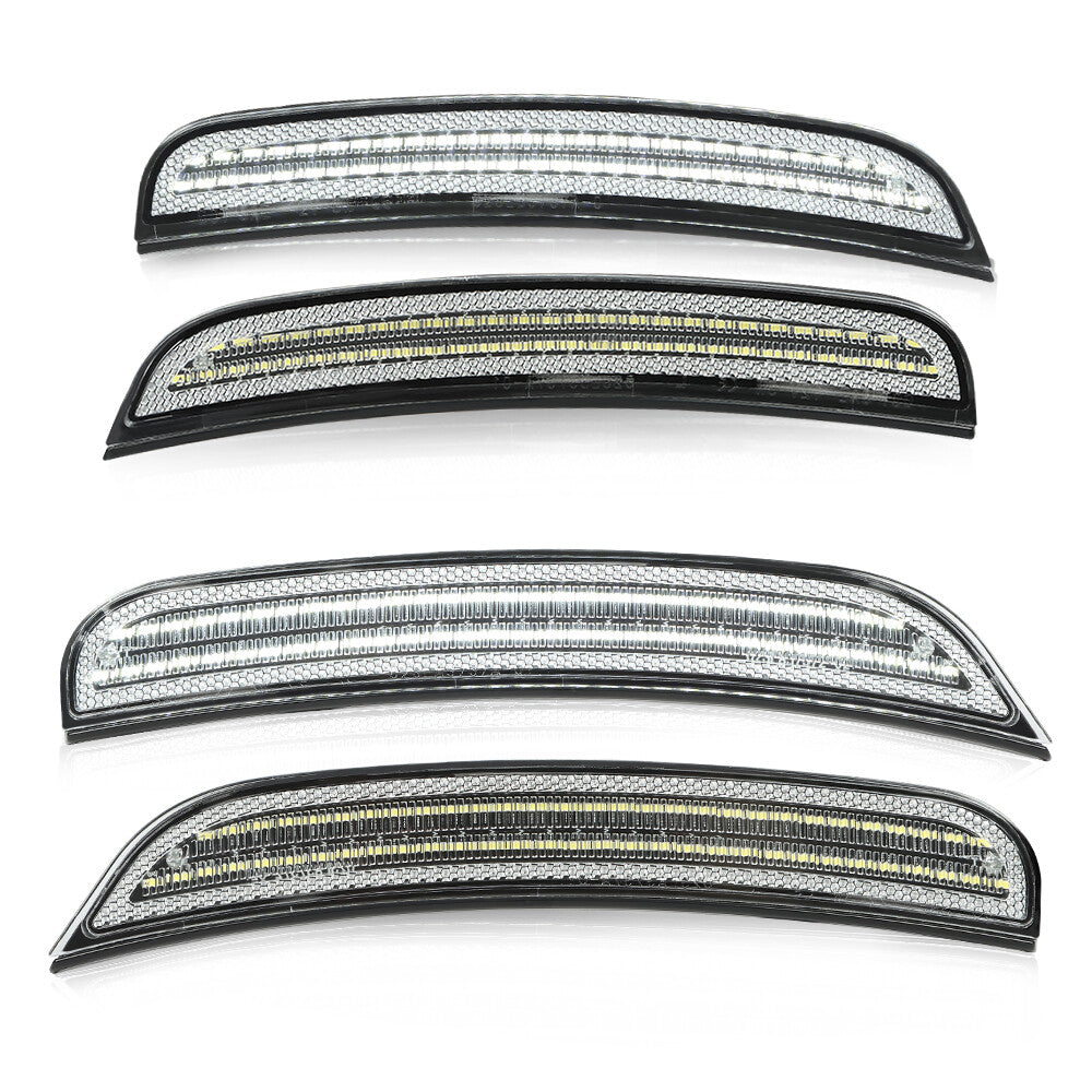 Suitable for 2015-2023 for Dodge Charger White Front and Rear LED Side Marker Lights with Smoked Lens