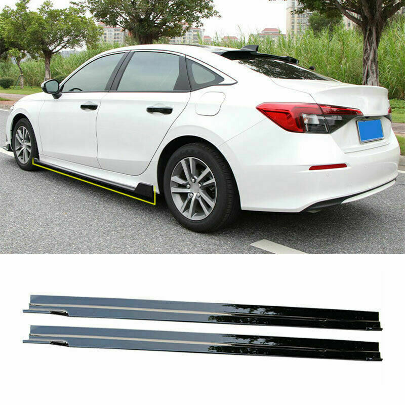 for Honda for Civic 11th 2022-2023 Glossy Black Side Skirt Bodykit Spoiler Lip Cover