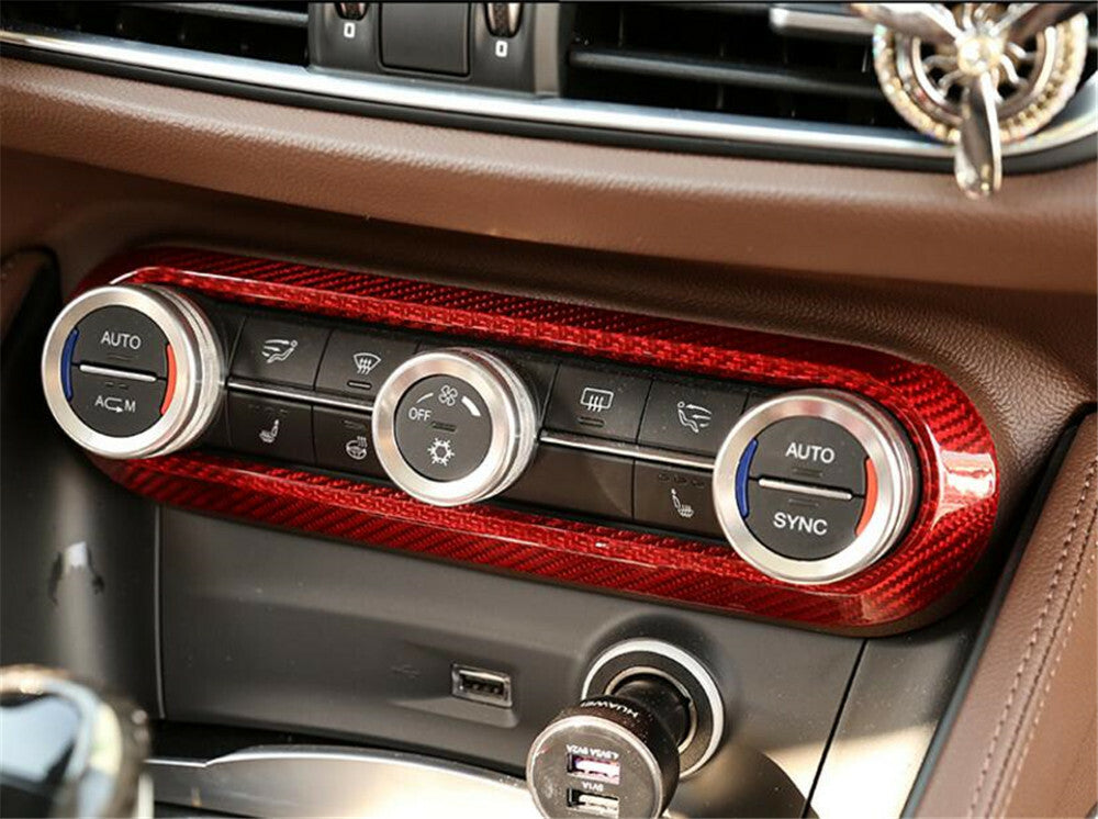 Red Carbon Air Condition Adjust Switch Cover for Alfa Romeo Giulia for Stelvio 17-20