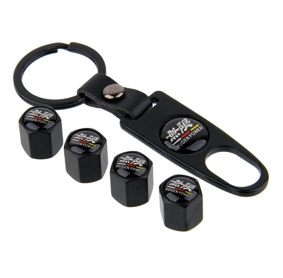 4-piece Mugen car tire valve cover rod cover air valve dust cover keychain black