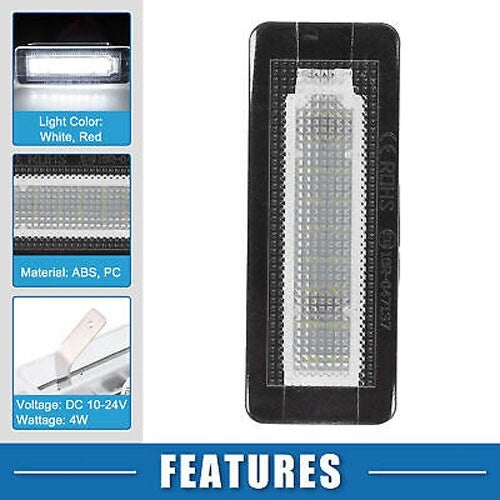 4518200256 4014SMD 2pcs White LED License Plate Light for Smart Fortwo 2007-2015