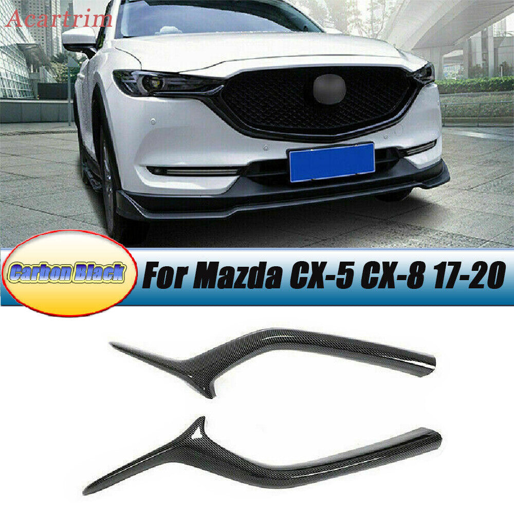2pcs Front Mesh Grille Grill Strip Cover for Mazda CX-5 CX8 2017-20 Carbon Look