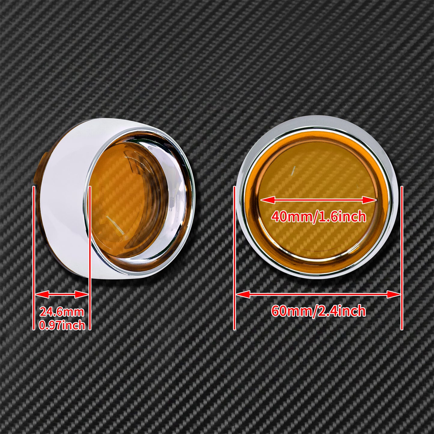 Chrome Amber Trim Ring Bullet Turn Signal Lens Cover Fit for Harley Softail Dyna