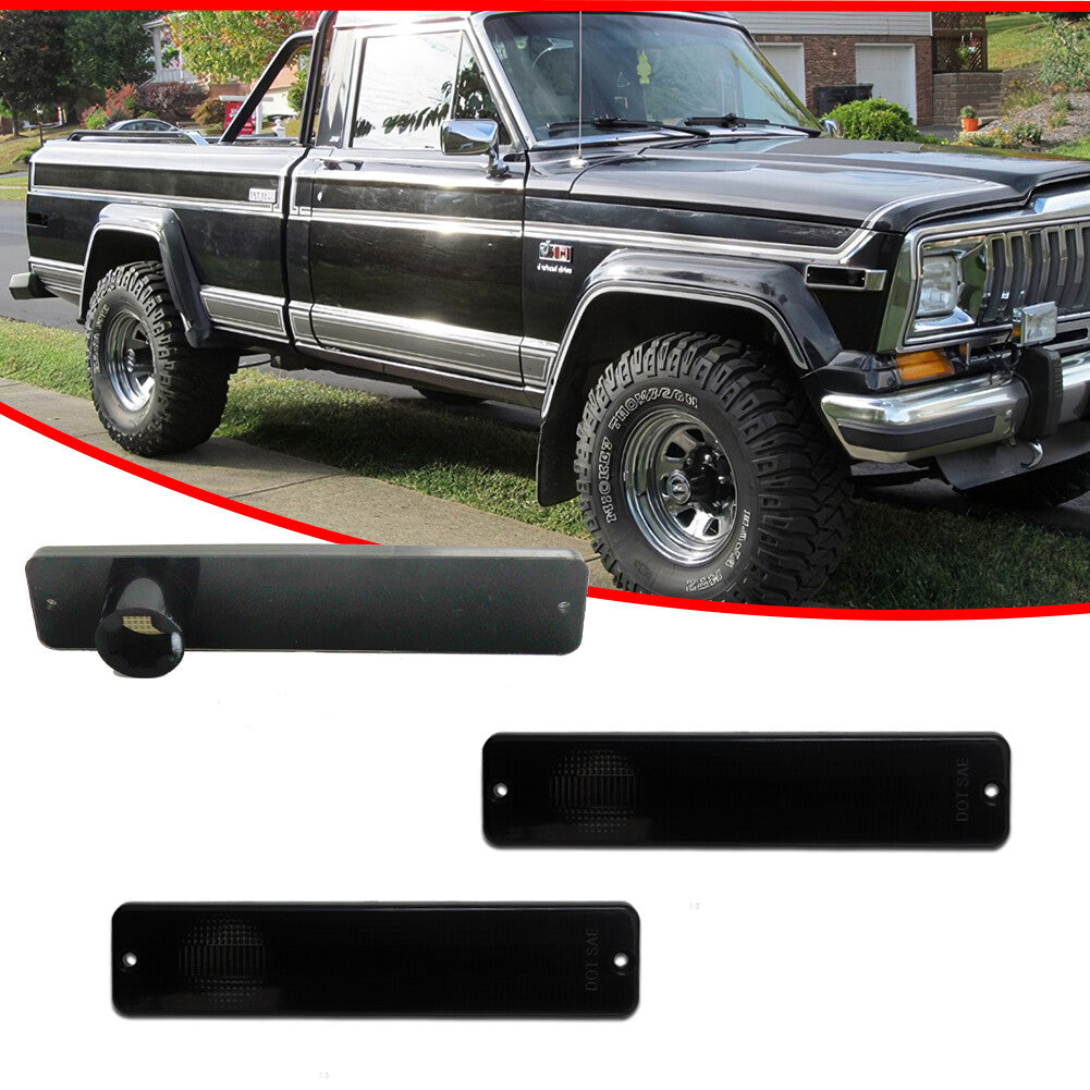 Two smoke front or rear marker light housings suitable for 84-91 for Jeep Grand Wagoneer