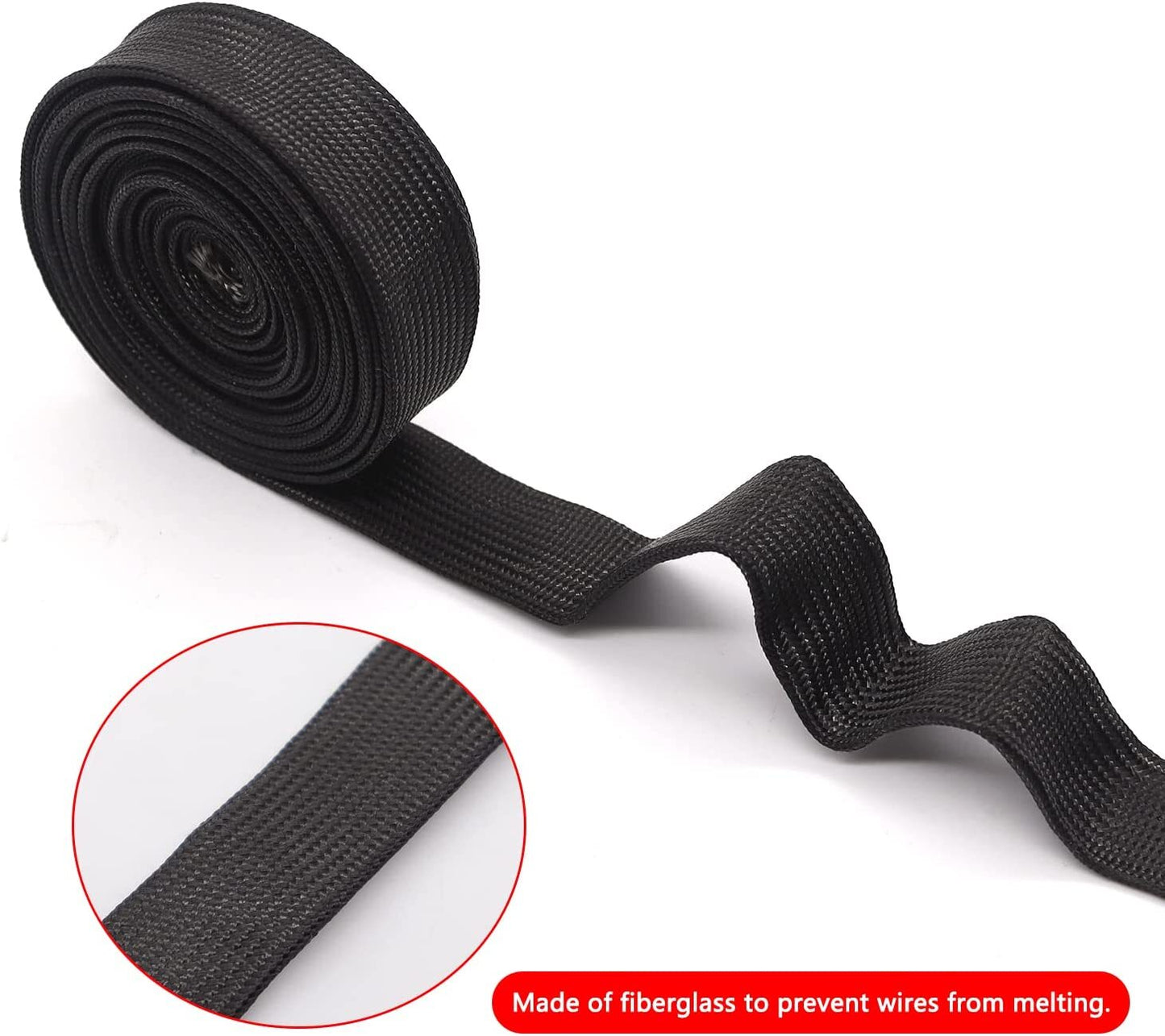 3/4 inch ID x 10 ft Black Adjustable Heating Hose with Fiberglass Wrapped Sheath