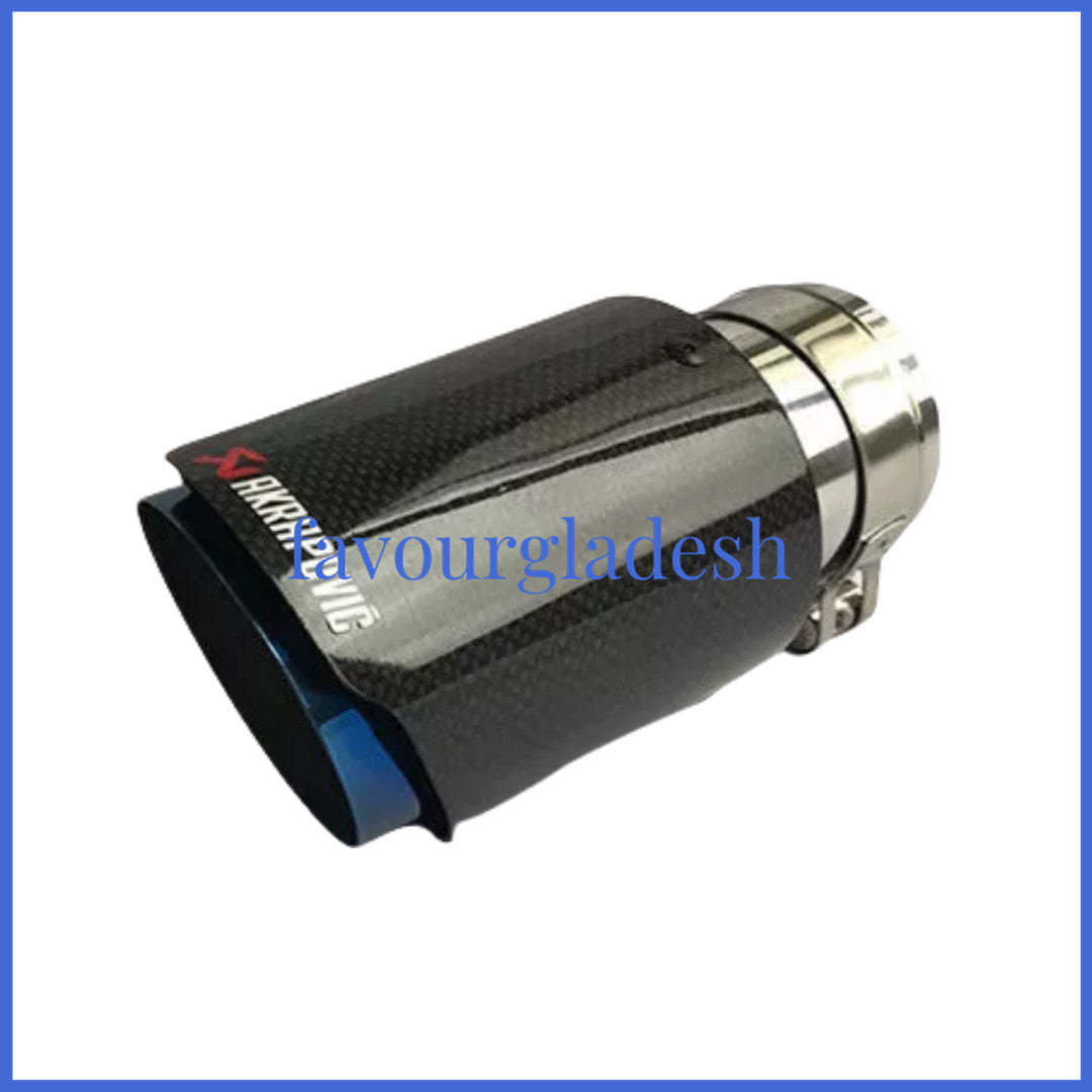 1X 2.5 63mm  3.076mm Akrapovic Glossy Carbon Fiber Exhaust tip Blue End pipe