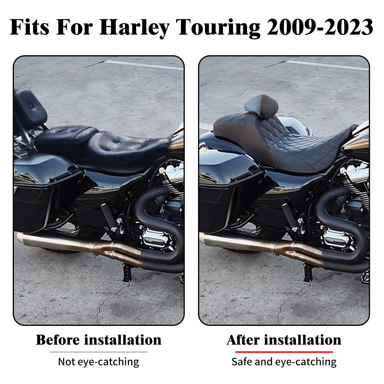 Driver Passenger for Seat Orange Line w/ Backrest for Harley Street Road Glide 09-23