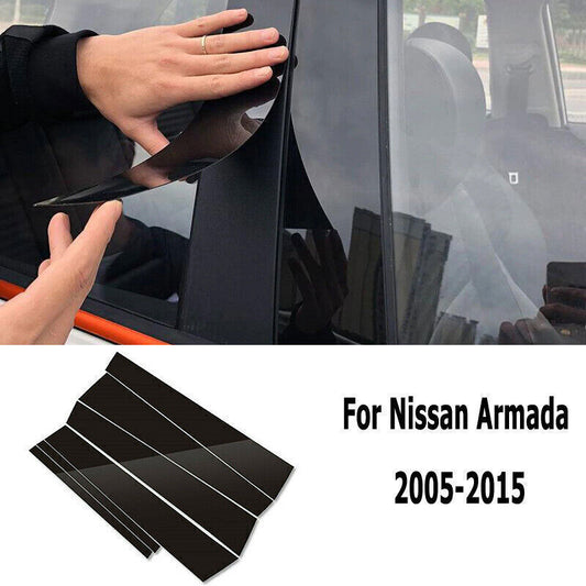 Piano Black Pillar Post Door Window Molding Strip Trim for Nissan Armada 2005-15