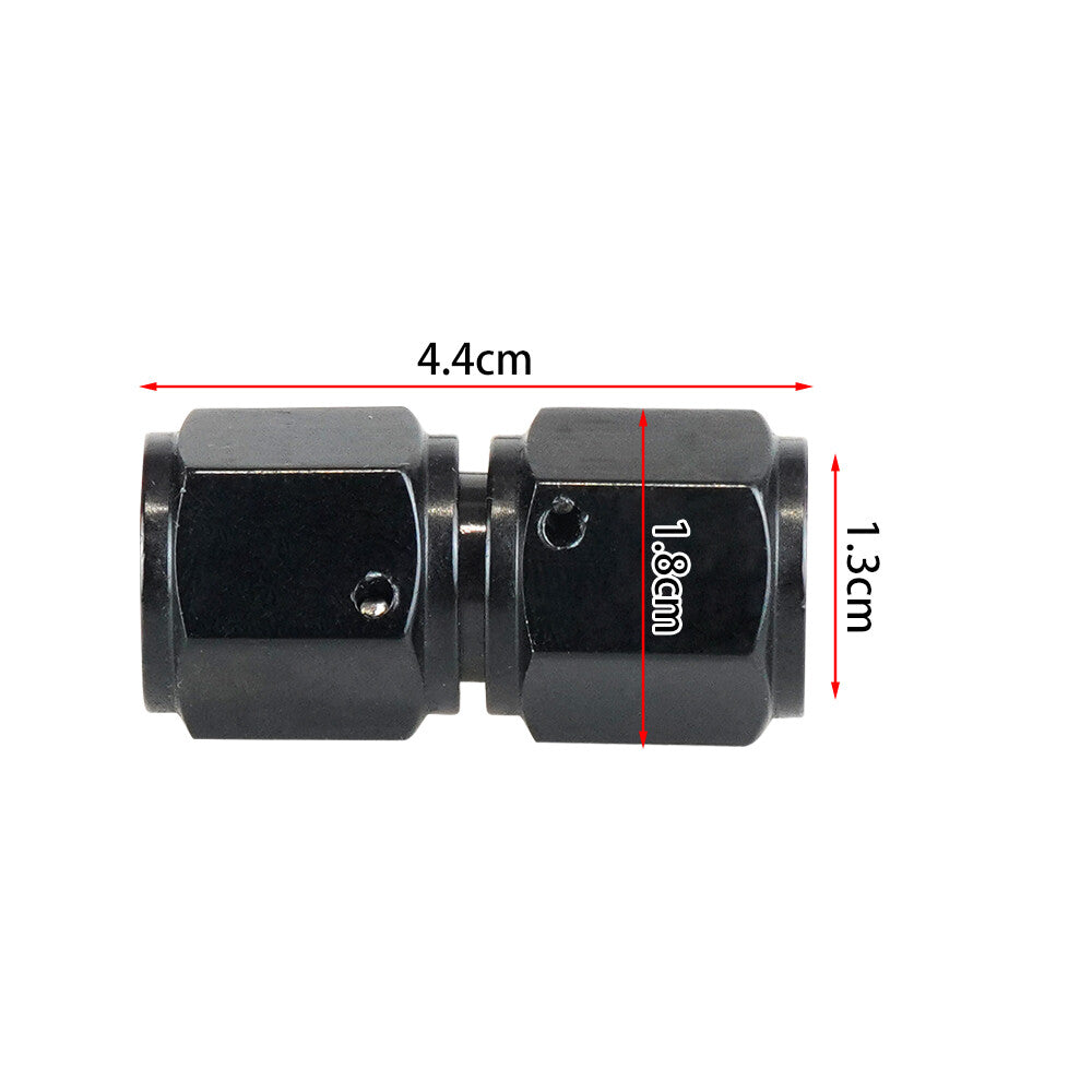 6AN to 6AN Female Straight Swivel Coupler Union Fitting Adapter Aluminum Black