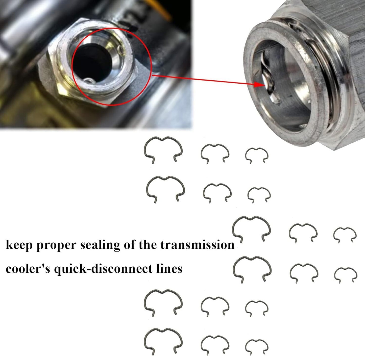 18Pcs Quick Connector Clip Transmission Oil Cooler Line Clip 6-3/8'' 1/2'' 5/8''