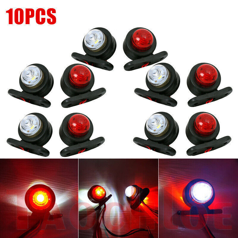 10x Red/White LED Side Marker Lights Outline Light Car Truck Trailer Van 12-24V