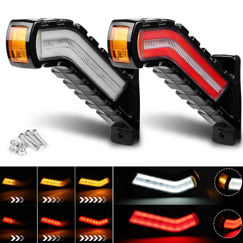 2x LED Trailer Truck RV Rear Stop Turn Signal Side Marker Flowing Outline Light