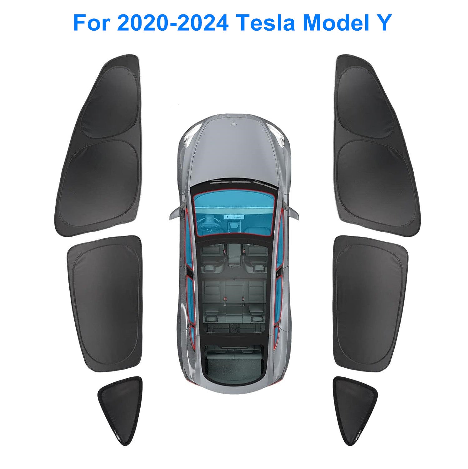 6pcs For 2020-2024 for Tesla for Model Y Side Windows Sun Shade Foldable Privacy Cover