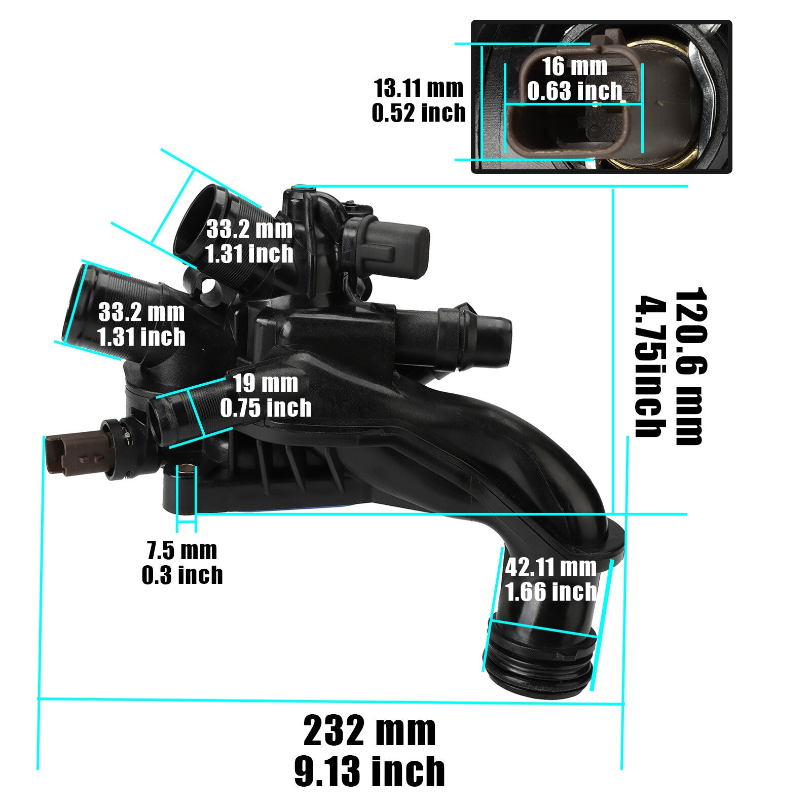 Coolant thermostat housing 9808647180, new, suitable for Peugeot for Citroen 308 408 508 C3X