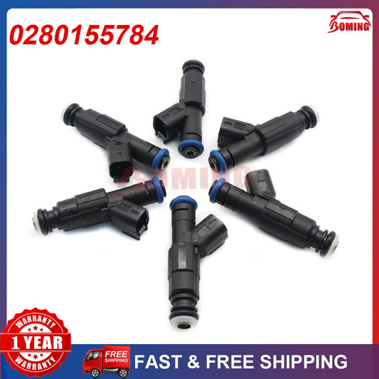 6 PCS 0280155784 Fuel Injectors Upgrade for Jeep Cherokee TJ 4.0L 1999 2001-2004