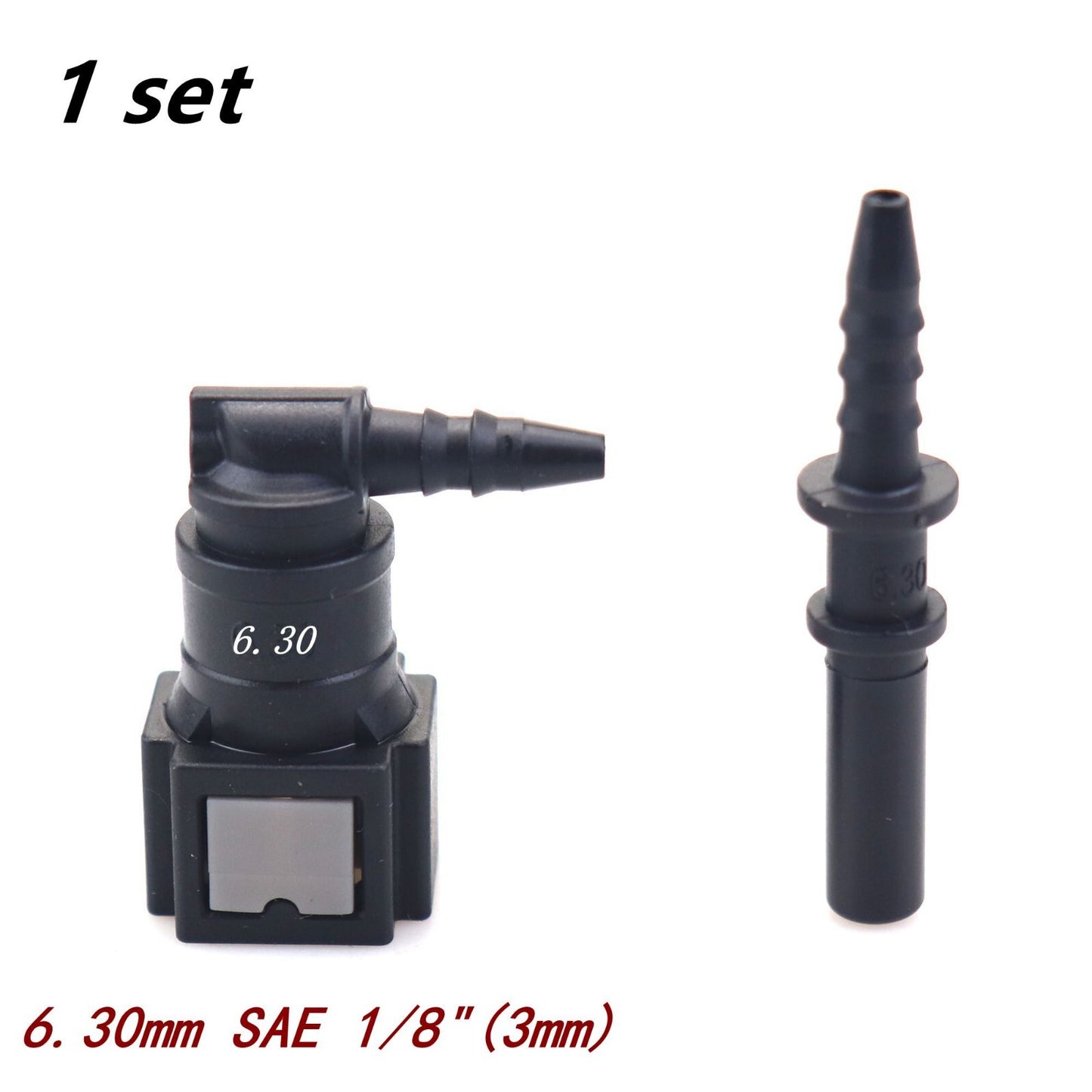 1 set of elbow 90-degree nylon fuel line quick-connect release hose 6.30 mm SAE 1/8