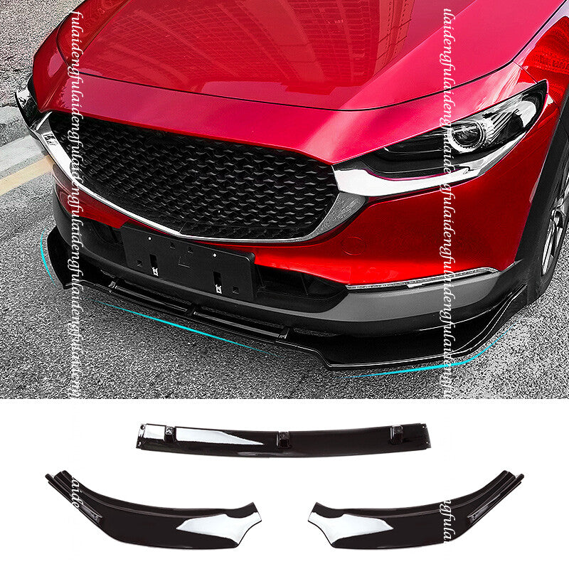 for Mazda CX-30 2020-2022 Glossy Black Front Bumper Spoiler Splitter Lip Guard