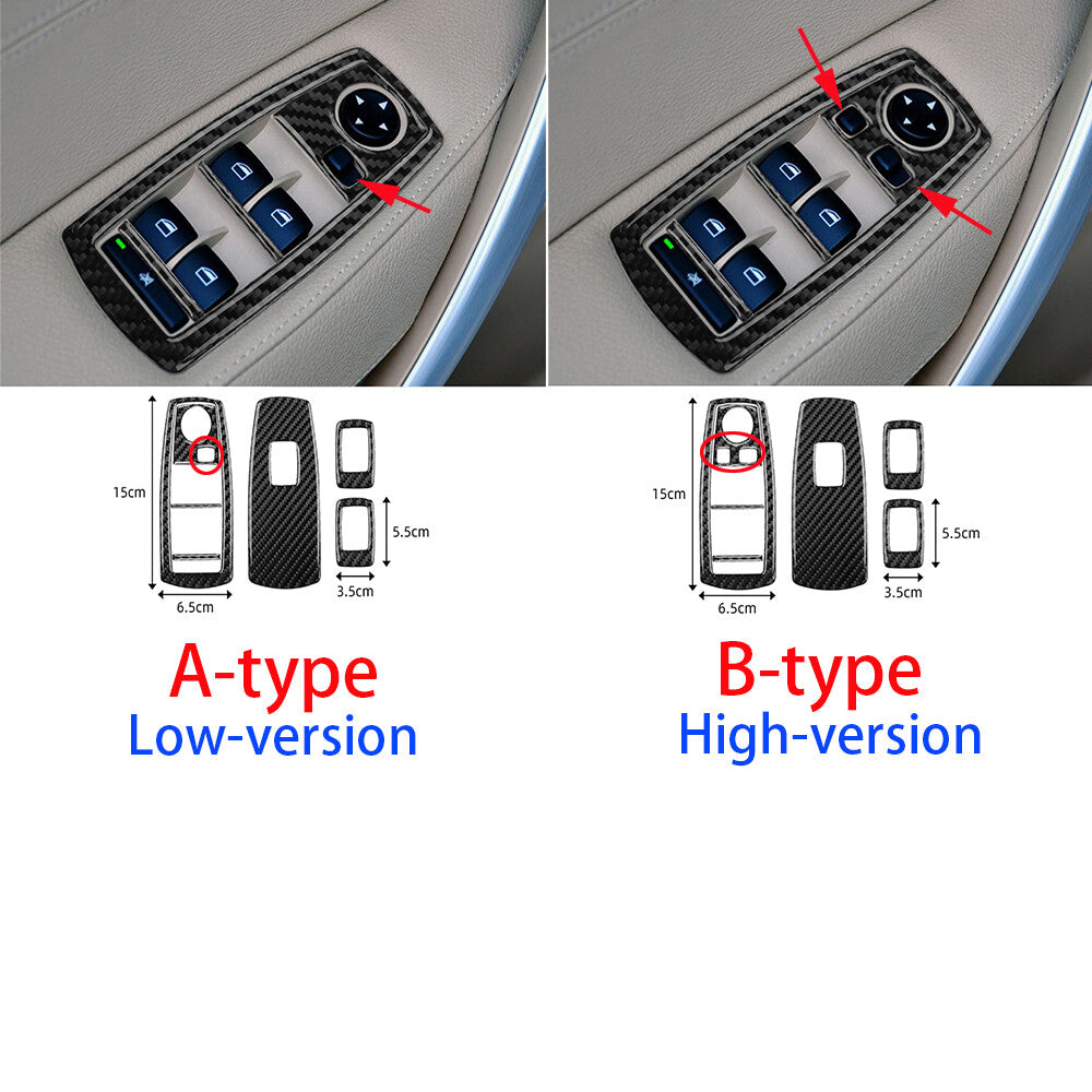 for BMW X3 E83 2004-2010 Window Lift Switch Button Panel Cover Carbon Fiber 7Pcs