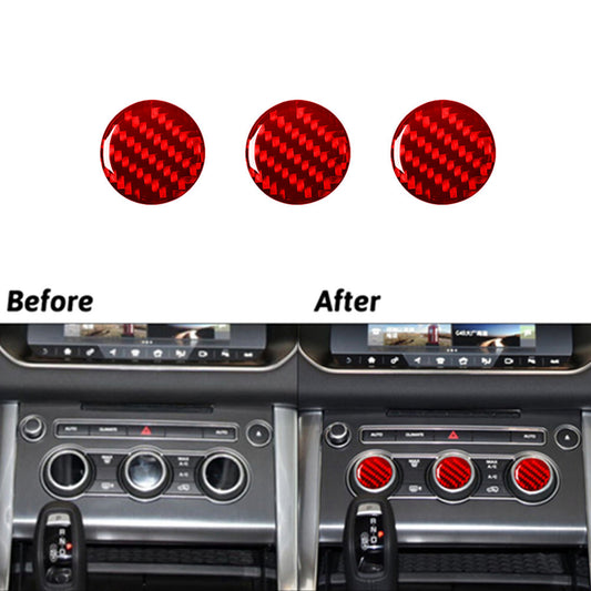 3Pcs Red Carbon Fiber Climate Control Buttons Trim For Land for Range Rover Sport