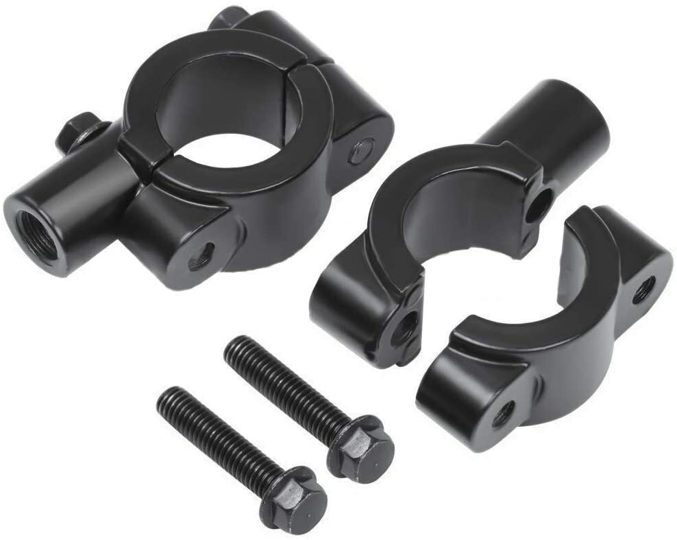 2x Black 7/8 22mm Handlebar 8mm Mirror Clamps Mount Bracket Street Dirt Bike